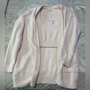 Baby pink Hazel moon tank crop top with cardigan